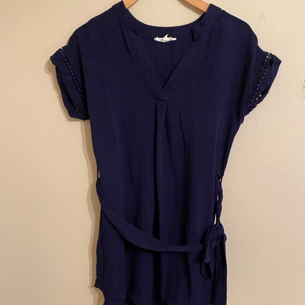 navy wrap dress